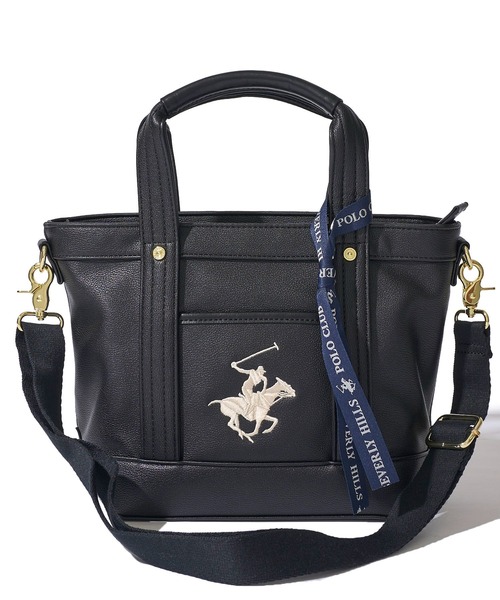 BEVERLY HILLS POLO CLUB(ビバリーヒルズポロクラブ)の「【Beverly Hills Polo Club/ビバリーヒルズポロクラブ】ポニー刺繍PUトートバッグ (ショルダーストラップ付)(トートバッグ・レディース・グレー/ブラック/アイボリー/ホワイト×ネイビー/ブラック×グレー・FREE)」の9枚目の写真