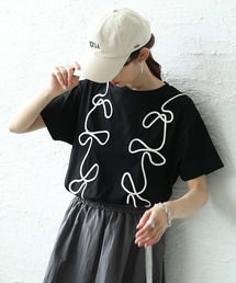 Sawa a la mode | リボン風コード刺繍カットソー(Tシャツ/カットソー)
