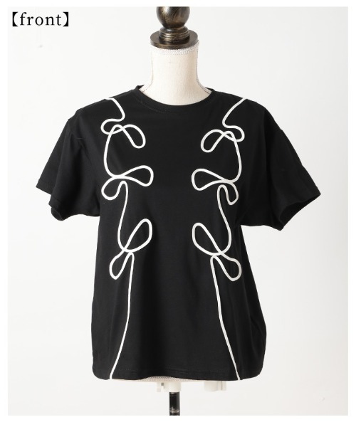 Sawa a la mode(サワアラモード)の「リボン風コード刺繍カットソー(Tシャツ/カットソー・レディース・ブラック/オフホワイト・FREE)」の22枚目の写真