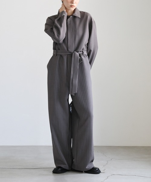 セール】ピンストライプオールインワン（つなぎ/オールインワン