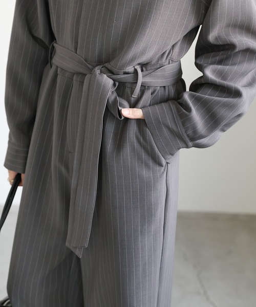 セール】ピンストライプオールインワン（つなぎ/オールインワン