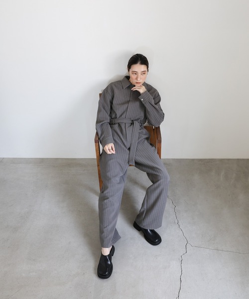 セール】ピンストライプオールインワン（つなぎ/オールインワン