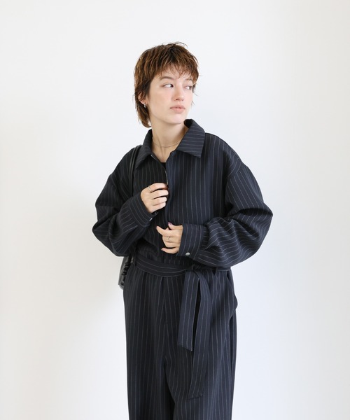 セール】ピンストライプオールインワン（つなぎ/オールインワン