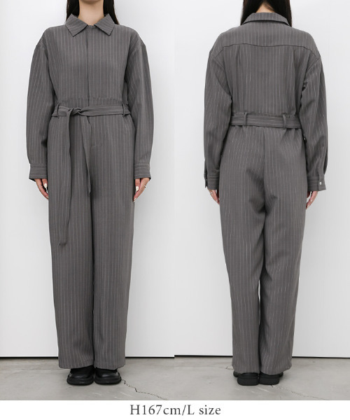 セール】ピンストライプオールインワン（つなぎ/オールインワン