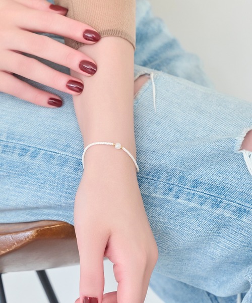 Phoebe（フィービィー）の「ストーンコードブレスレット/天然石（ブレスレット・レディース・ホワイト/ターコイズブルー/グレー・FREE）」の7枚目の写真