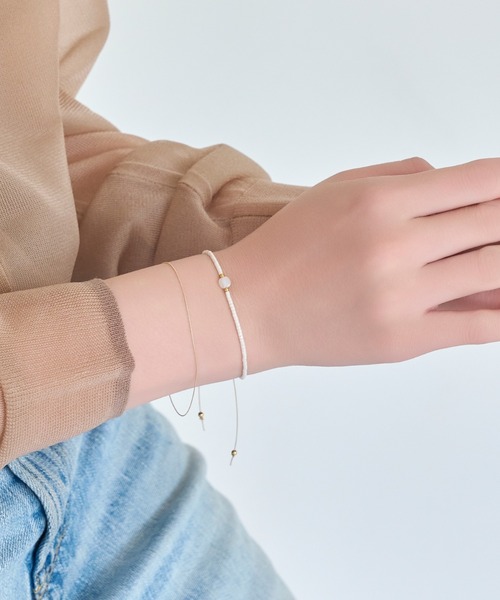 Phoebe（フィービィー）の「ストーンコードブレスレット/天然石（ブレスレット・レディース・ホワイト/ターコイズブルー/グレー・FREE）」の8枚目の写真