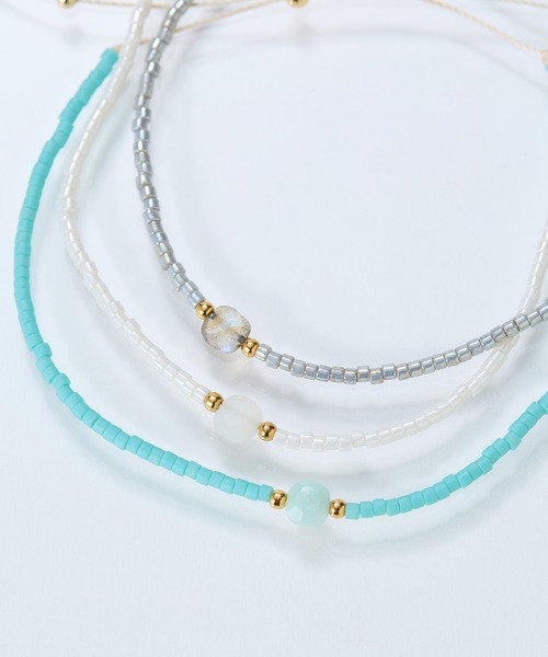 Phoebe（フィービィー）の「ストーンコードブレスレット/天然石（ブレスレット・レディース・ホワイト/ターコイズブルー/グレー・FREE）」の15枚目の写真