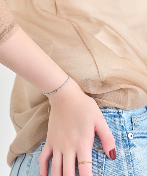 Phoebe（フィービィー）の「ストーンコードブレスレット/天然石（ブレスレット・レディース・ホワイト/ターコイズブルー/グレー・FREE）」の12枚目の写真