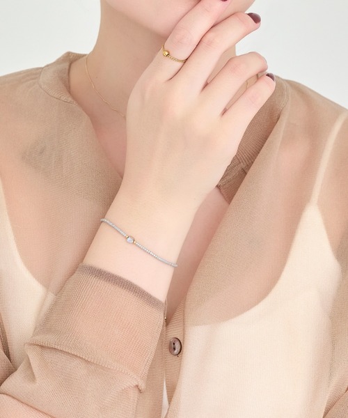 Phoebe（フィービィー）の「ストーンコードブレスレット/天然石（ブレスレット・レディース・ホワイト/ターコイズブルー/グレー・FREE）」の11枚目の写真