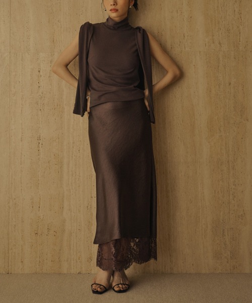 anuans（アニュアンス）の「テンセルウールノースリーブカットトップス（Tシャツ/カットソー・レディース・ライトベージュ/ブラック/ブラウン/チャコールグレー・F）」の14枚目の写真