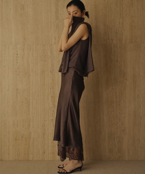 anuans（アニュアンス）の「テンセルウールノースリーブカットトップス（Tシャツ/カットソー・レディース・ライトベージュ/ブラック/ブラウン/チャコールグレー・F）」の15枚目の写真