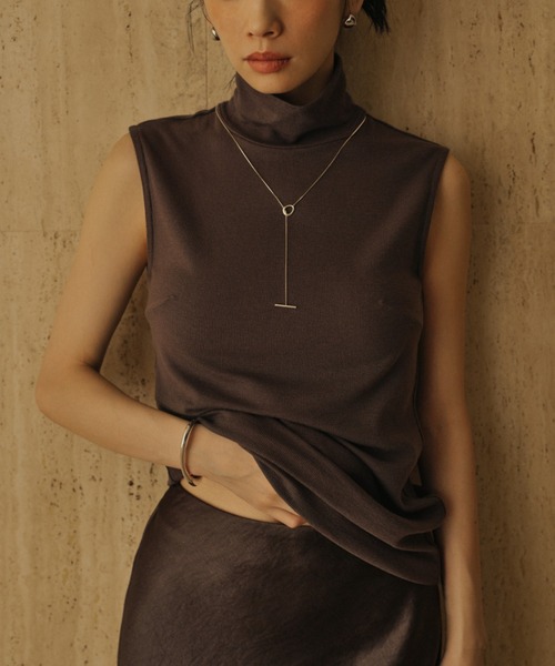 anuans（アニュアンス）の「テンセルウールノースリーブカットトップス（Tシャツ/カットソー・レディース・ライトベージュ/ブラック/ブラウン/チャコールグレー・F）」の6枚目の写真