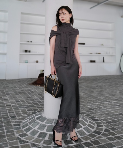 anuans（アニュアンス）の「テンセルウールノースリーブカットトップス（Tシャツ/カットソー・レディース・ライトベージュ/ブラック/ブラウン/チャコールグレー・F）」の22枚目の写真