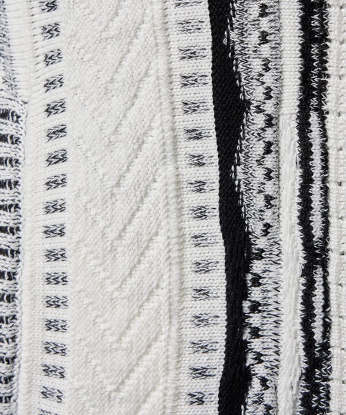 HIDEAWAYS NICOLE（ハイダウェイニコル）の「ランダムストライプ３Dニットカーディガン（カーディガン/ボレロ・メンズ・ホワイト×ブラック/ブラック×ホワイト/ブルー系/ブラック系・MEDIUM/X-LARGE/LARGE）」の8枚目の写真