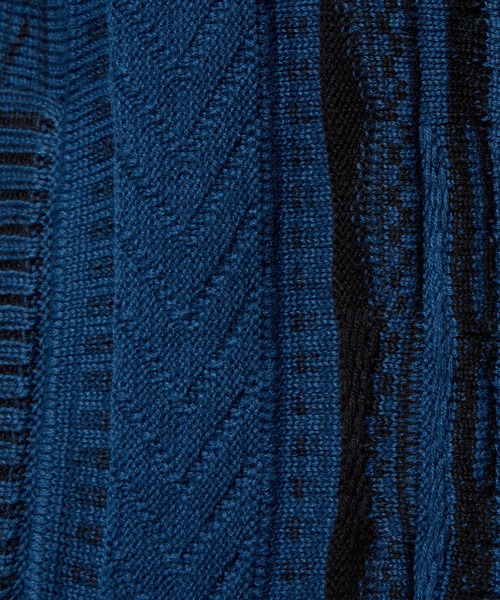 HIDEAWAYS NICOLE（ハイダウェイニコル）の「ランダムストライプ３Dニットカーディガン（カーディガン/ボレロ・メンズ・ホワイト×ブラック/ブラック×ホワイト/ブルー系/ブラック系・MEDIUM/X-LARGE/LARGE）」の6枚目の写真