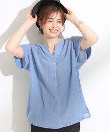 SHOO・LA・RUE | 【S-LL】きれいに体型カバー さらシャリコットン スキッパーシャツ(シャツ/ブラウス)