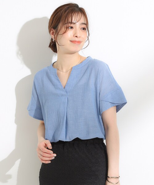 SHOO・LA・RUE(シューラルー)の「【S-LL】きれいに体型カバー さらシャリコットン スキッパーシャツ(シャツ/ブラウス・レディース・ダークブラウン系1/ホワイト系4/ワイン系3/ブルー・01/04/02/03)」の17枚目の写真