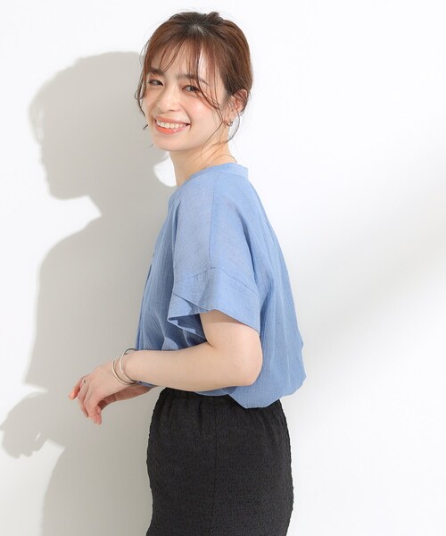 SHOO・LA・RUE(シューラルー)の「【S-LL】きれいに体型カバー さらシャリコットン スキッパーシャツ(シャツ/ブラウス・レディース・ダークブラウン系1/ホワイト系4/ワイン系3/ブルー・01/04/02/03)」の18枚目の写真