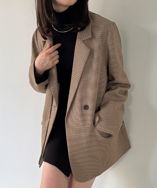 セール】【チェック／無地】レイヤードデザインテーラードジャケット
