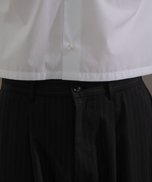 LUCY（ルーシー）の「LUCY/ピンストライプタックワイドスラックス（スラックス・メンズ・ブラック・LARGE/MEDIUM）」の4枚目の写真