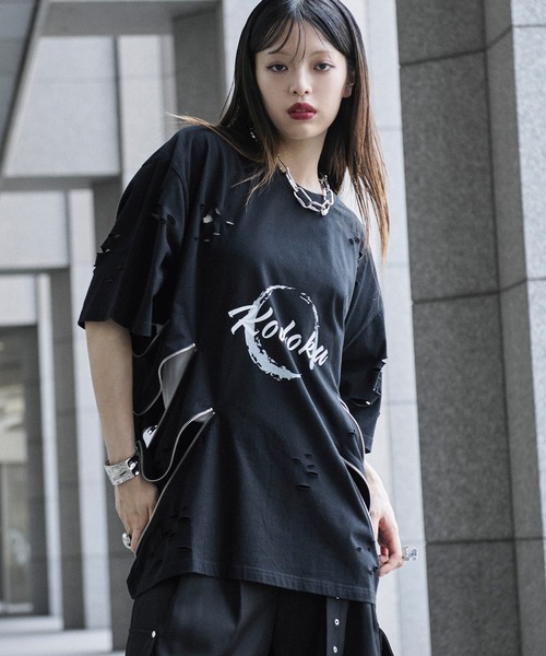 【狐独】メッシュデザインジップフーディ Ellno Loset Ellno Loset（エルノロゼット）の「【狐独】メッシュデザイン