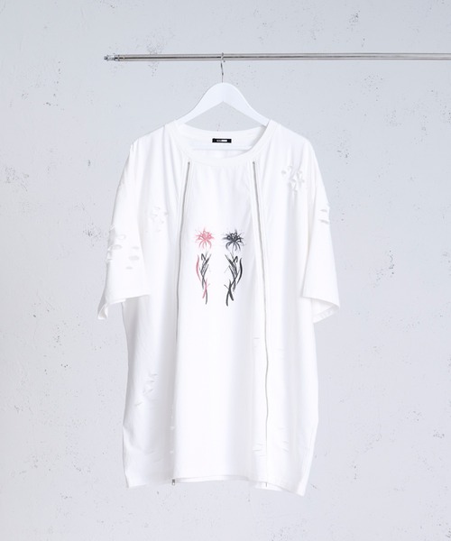 狐独】メッシュデザインジップフーディ Ellno Loset Ellno Loset