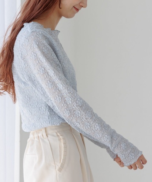 flower(フラワー)の「ポッピングフラワートップ(Tシャツ/カットソー・レディース・グレー/ホワイト・FREE)」の3枚目の写真