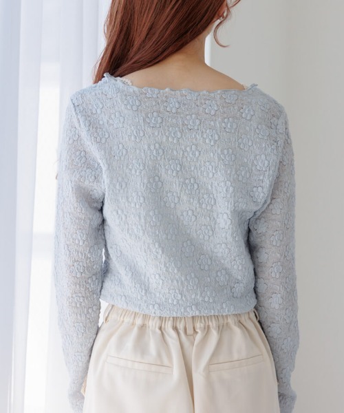 flower(フラワー)の「ポッピングフラワートップ(Tシャツ/カットソー・レディース・グレー/ホワイト・FREE)」の4枚目の写真