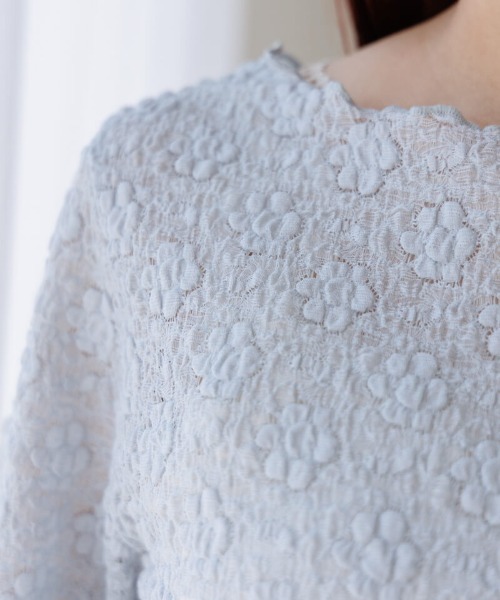 flower(フラワー)の「ポッピングフラワートップ(Tシャツ/カットソー・レディース・グレー/ホワイト・FREE)」の5枚目の写真