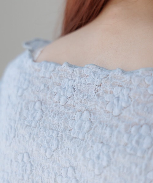 flower(フラワー)の「ポッピングフラワートップ(Tシャツ/カットソー・レディース・グレー/ホワイト・FREE)」の6枚目の写真