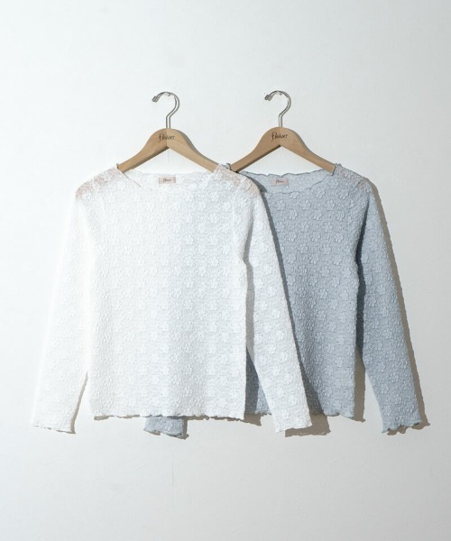 flower(フラワー)の「ポッピングフラワートップ(Tシャツ/カットソー・レディース・グレー/ホワイト・FREE)」の22枚目の写真