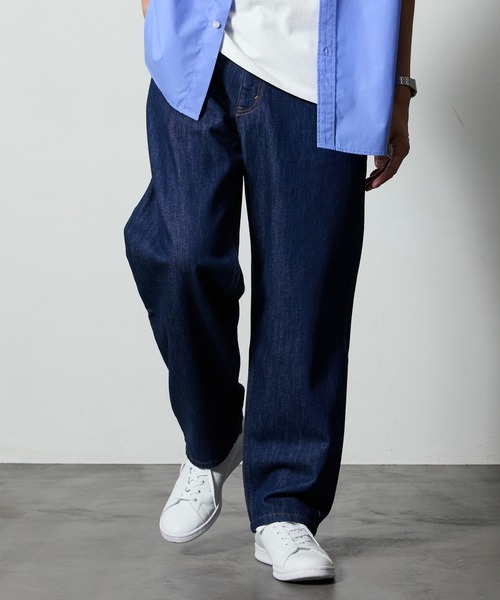 J6057 美品 ロータ ノープリーツデニムスラックスデニスラ インディゴ 50 J6057 美品 ロータ ノープリーツデニムスラックスデニスラ インディゴ