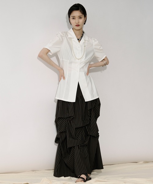 Ezick(エジック)の「Lady mode blouse タックカイキンシャツ(シャツ/ブラウス・レディース・オフホワイト/ブラック・FREE)」の13枚目の写真