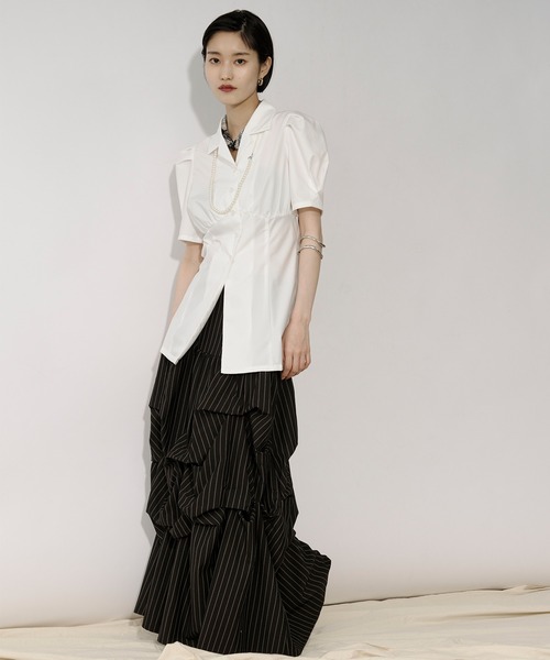 Ezick(エジック)の「Lady mode blouse タックカイキンシャツ(シャツ/ブラウス・レディース・オフホワイト/ブラック・FREE)」の15枚目の写真