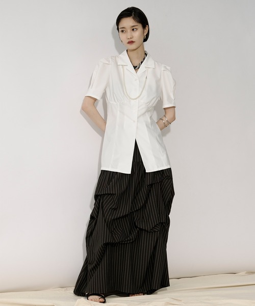 Ezick(エジック)の「Lady mode blouse タックカイキンシャツ(シャツ/ブラウス・レディース・オフホワイト/ブラック・FREE)」の16枚目の写真