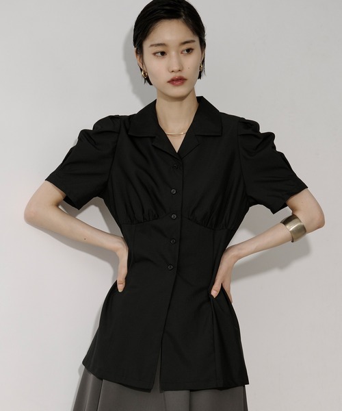 Ezick(エジック)の「Lady mode blouse タックカイキンシャツ(シャツ/ブラウス・レディース・オフホワイト/ブラック・FREE)」の4枚目の写真