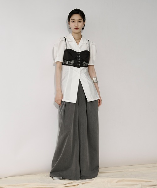 Ezick(エジック)の「Lady mode blouse タックカイキンシャツ(シャツ/ブラウス・レディース・オフホワイト/ブラック・FREE)」の22枚目の写真