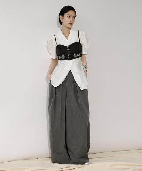 Ezick(エジック)の「Lady mode blouse タックカイキンシャツ(シャツ/ブラウス・レディース・オフホワイト/ブラック・FREE)」の14枚目の写真