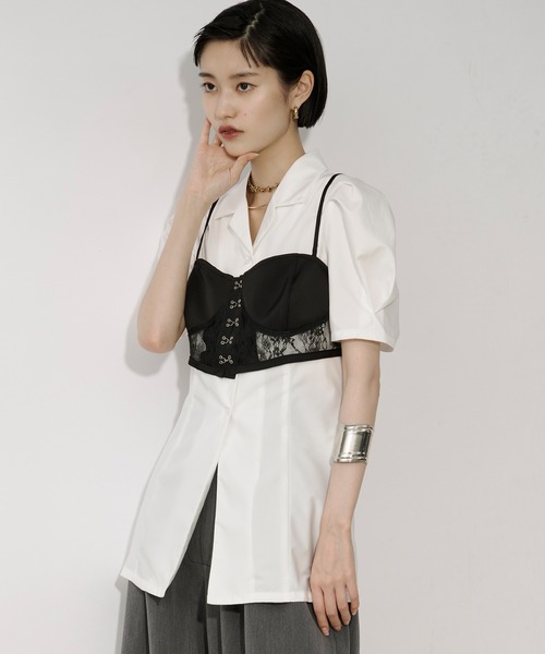 Ezick(エジック)の「Lady mode blouse タックカイキンシャツ(シャツ/ブラウス・レディース・オフホワイト/ブラック・FREE)」の18枚目の写真