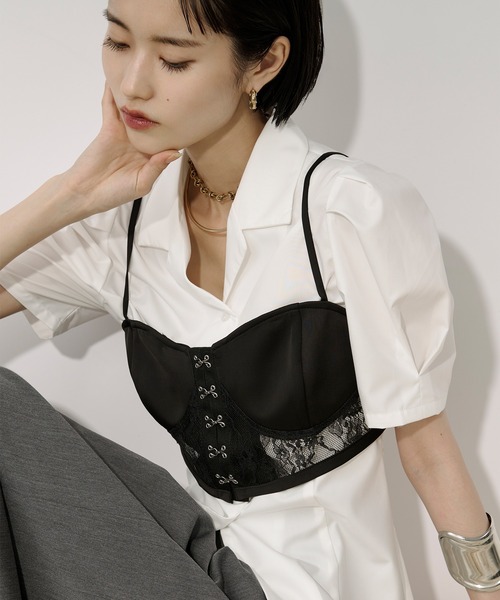 Ezick(エジック)の「Lady mode blouse タックカイキンシャツ(シャツ/ブラウス・レディース・オフホワイト/ブラック・FREE)」の22枚目の写真