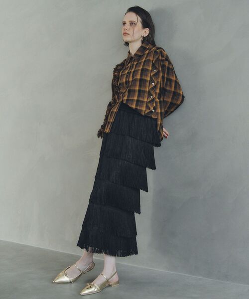 Editt by YECCA VECCA(エディットバイイェッカヴェッカ)の「フリンジロングスカート(スカート・レディース・ブラック/ブラウン/ライトベージュ・FREE)」の12枚目の写真