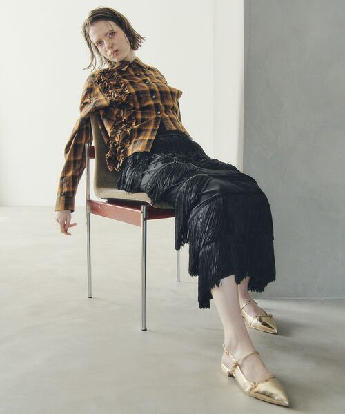 Editt by YECCA VECCA(エディットバイイェッカヴェッカ)の「フリンジロングスカート(スカート・レディース・ブラック/ブラウン/ライトベージュ・FREE)」の6枚目の写真