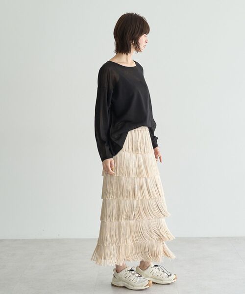 Editt by YECCA VECCA(エディットバイイェッカヴェッカ)の「フリンジロングスカート(スカート・レディース・ブラック/ブラウン/ライトベージュ・FREE)」の22枚目の写真