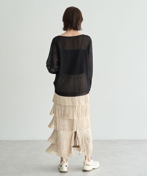 Editt by YECCA VECCA(エディットバイイェッカヴェッカ)の「フリンジロングスカート(スカート・レディース・ブラック/ブラウン/ライトベージュ・FREE)」の11枚目の写真