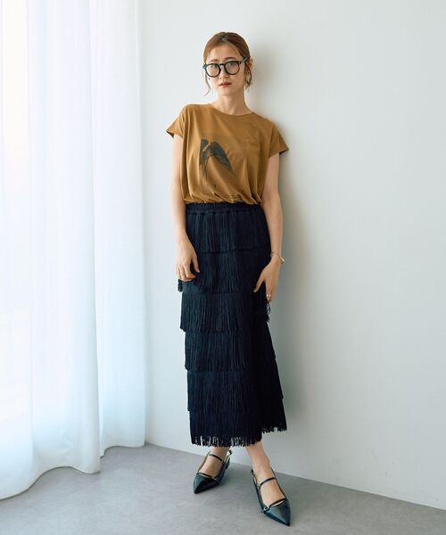 Editt by YECCA VECCA(エディットバイイェッカヴェッカ)の「フリンジロングスカート(スカート・レディース・ブラック/ブラウン/ライトベージュ・FREE)」の19枚目の写真