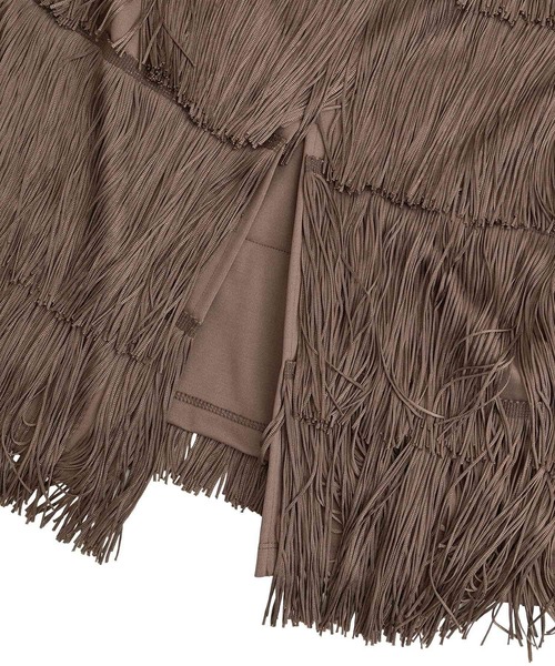 Editt by YECCA VECCA(エディットバイイェッカヴェッカ)の「フリンジロングスカート(スカート・レディース・ブラック/ブラウン/ライトベージュ・FREE)」の13枚目の写真