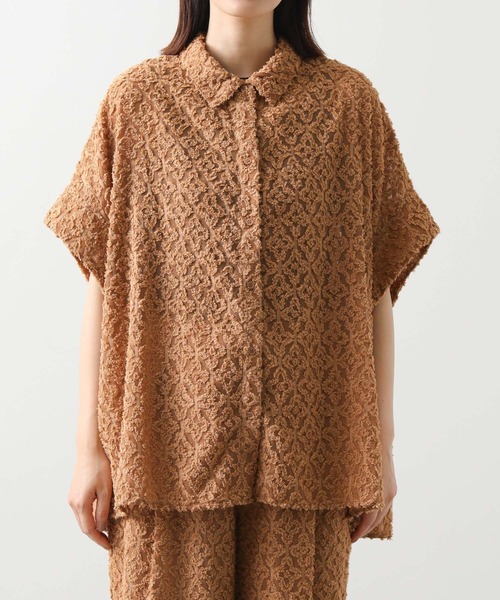 幾何柄カットジャガードシャツ セール】幾何カットジャガードシャツ（シャツ/ブラウス