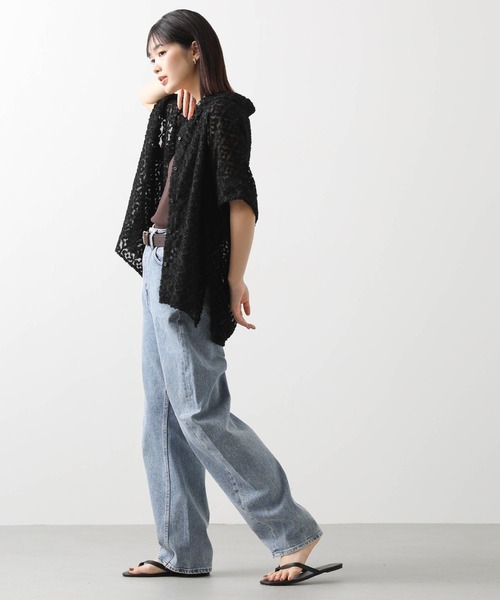 幾何柄カットジャガードシャツ セール】幾何カットジャガードシャツ（シャツ/ブラウス