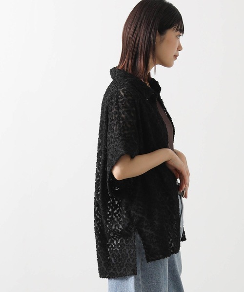 幾何柄カットジャガードシャツ セール】幾何カットジャガードシャツ（シャツ/ブラウス