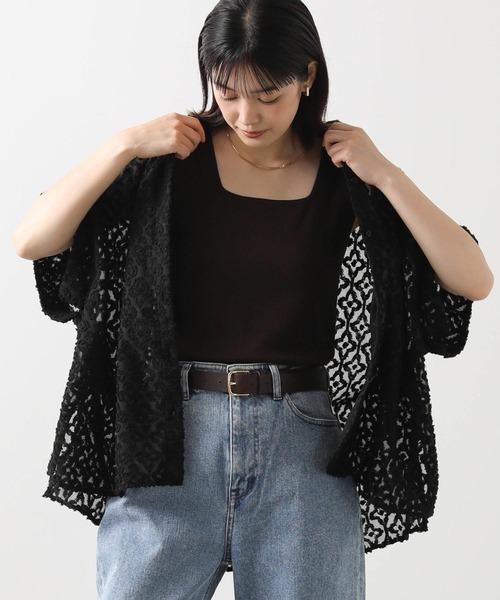 幾何柄カットジャガードシャツ セール】幾何カットジャガードシャツ（シャツ/ブラウス